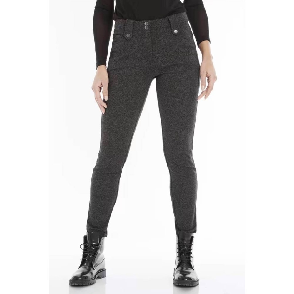 NEW ANATOMIE Skyler Stretch Tweed Slim Travel Pant In Dark Charcoal Size XS